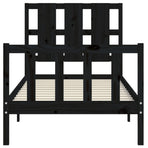Bed Frame without Mattress Black 90x190 cm Solid Wood Pine