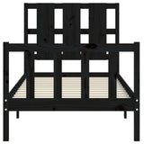 Bed Frame without Mattress Black 90x190 cm Solid Wood Pine - Rear View