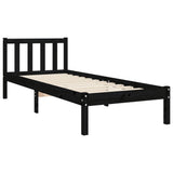 Bed Frame without Mattress Black 90x190 cm Solid Wood Pine - Extra Image