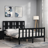 Bed Frame without Mattress Black 135x190 cm Solid Wood Pine - Side View