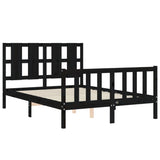 Bed Frame without Mattress Black 135x190 cm Solid Wood Pine - 45-Degree Angle