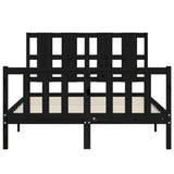 Bed Frame without Mattress Black 135x190 cm Solid Wood Pine