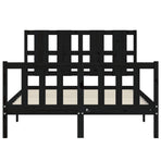 Bed Frame without Mattress Black 135x190 cm Solid Wood Pine
