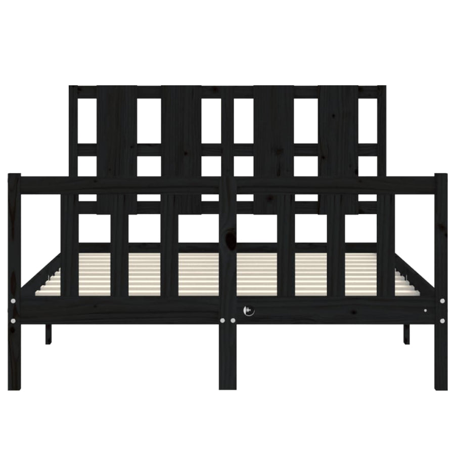 Bed Frame without Mattress Black 135x190 cm Solid Wood Pine
