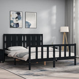 Bed Frame without Mattress Black 150x200 cm Solid Wood Pine - Side View