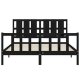 Bed Frame without Mattress Black 150x200 cm Solid Wood Pine - Rear View