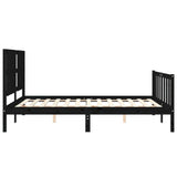Bed Frame without Mattress Black 150x200 cm Solid Wood Pine - Close-Up Angle