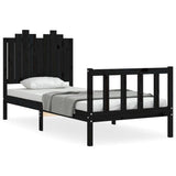Bed Frame without Mattress Black 90x190 cm Solid Wood Pine - Front View