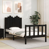 Bed Frame without Mattress Black 90x190 cm Solid Wood Pine - Side View