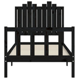 Bed Frame without Mattress Black 90x190 cm Solid Wood Pine