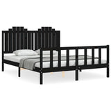 Bed Frame without Mattress Black 150x200 cm Solid Wood Pine - Front View