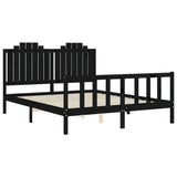 Bed Frame without Mattress Black 150x200 cm Solid Wood Pine - 45-Degree Angle