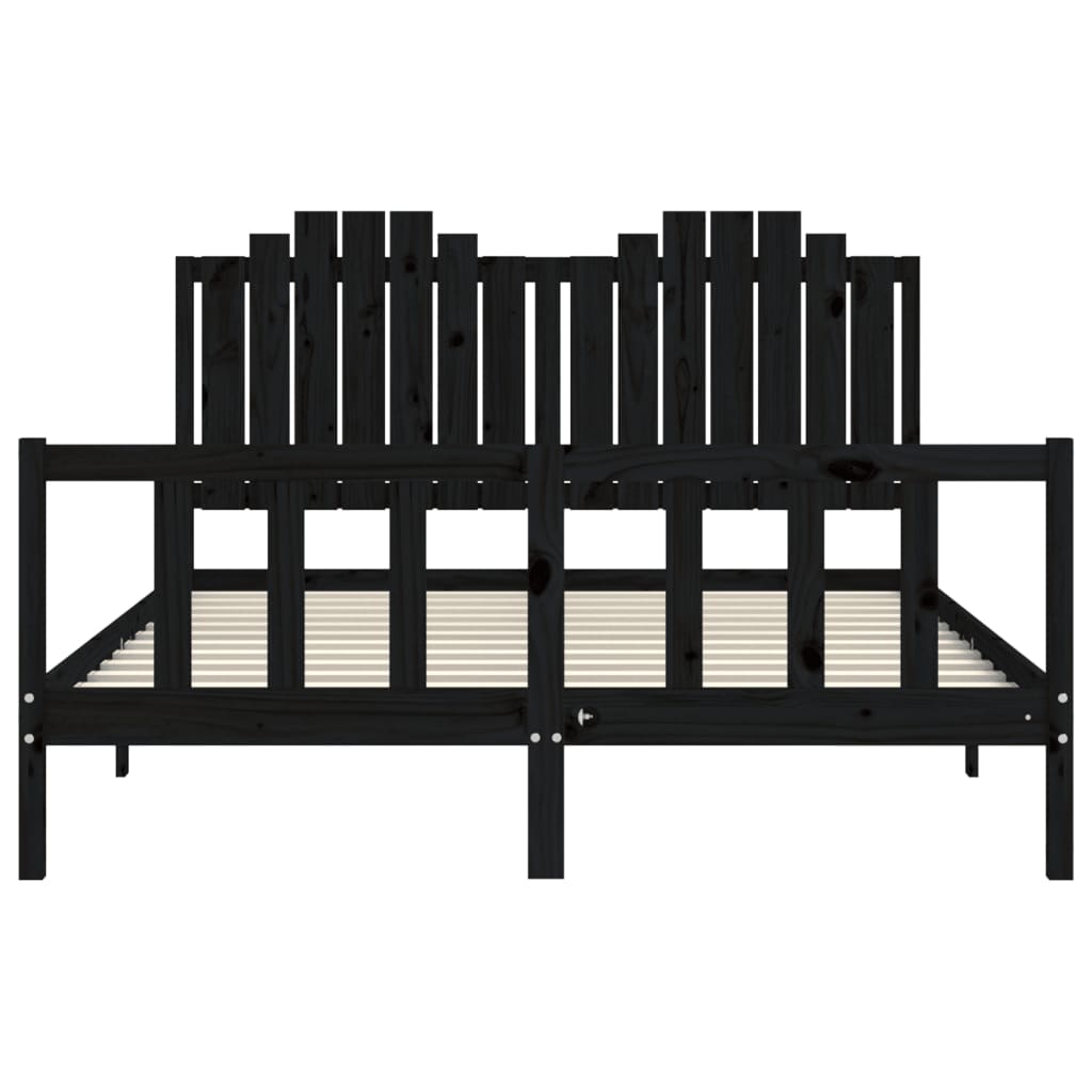 Bed Frame without Mattress Black 150x200 cm Solid Wood Pine