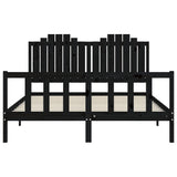 Bed Frame without Mattress Black 150x200 cm Solid Wood Pine - Rear View