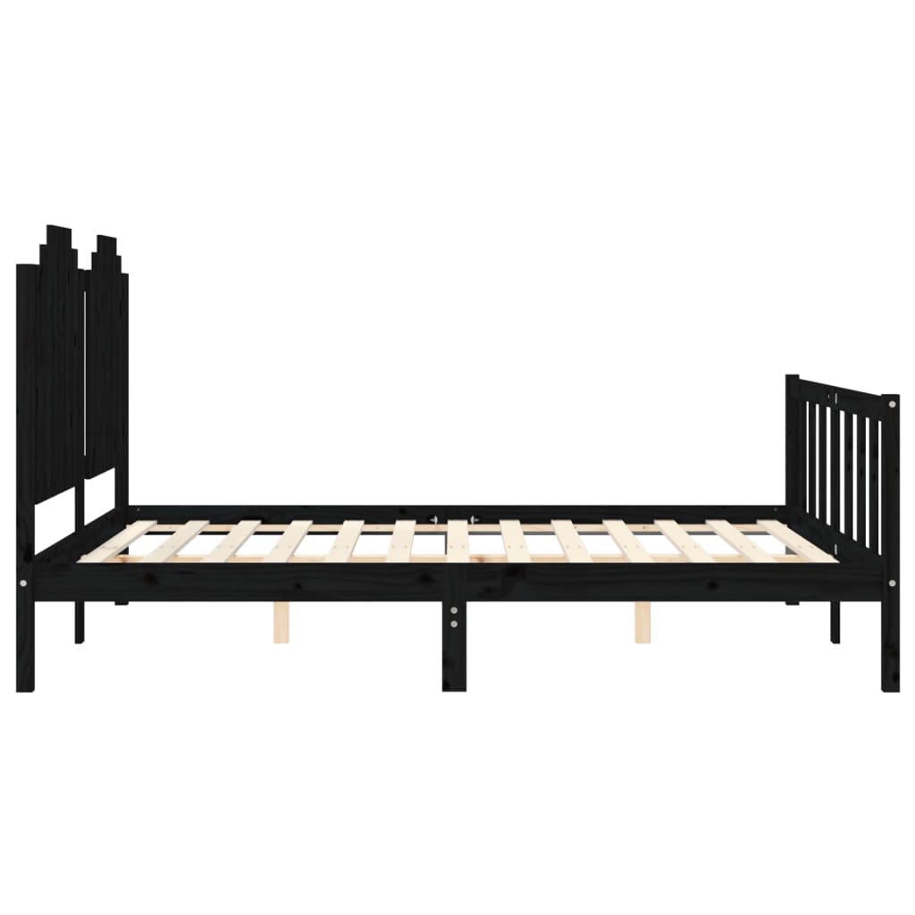 Bed Frame without Mattress Black 150x200 cm Solid Wood Pine