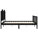 Bed Frame without Mattress Black 150x200 cm Solid Wood Pine - Close-Up Angle
