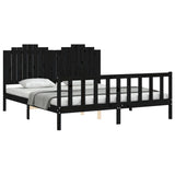 Bed Frame without Mattress Black 183x203 cm King Solid Wood Pine - Top-Down View