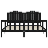 Bed Frame without Mattress Black 183x203 cm King Solid Wood Pine - Rear View