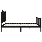 Bed Frame without Mattress Black 183x203 cm King Solid Wood Pine - Close-Up Angle