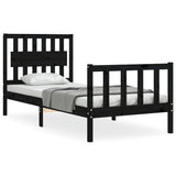 Bed Frame without Mattress Black 90x190 cm Solid Wood Pine - Front View