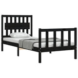 Bed Frame without Mattress Black 90x190 cm Solid Wood Pine - Side View