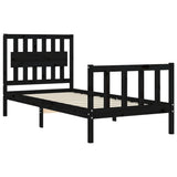 Bed Frame without Mattress Black 90x190 cm Solid Wood Pine - 45-Degree Angle