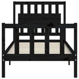Bed Frame without Mattress Black 90x190 cm Solid Wood Pine