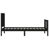 Bed Frame without Mattress Black 90x190 cm Solid Wood Pine - Close-Up Angle