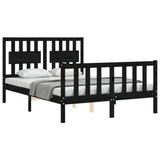Bed Frame without Mattress Black 135x190 cm Solid Wood Pine - Side View