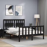 Bed Frame without Mattress Black 135x190 cm Solid Wood Pine - Top-Down View