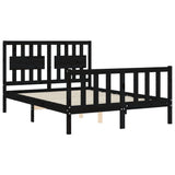 Bed Frame without Mattress Black 135x190 cm Solid Wood Pine - 45-Degree Angle