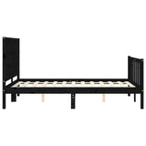 Bed Frame without Mattress Black 135x190 cm Solid Wood Pine - Close-Up Angle