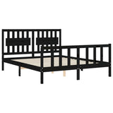 Bed Frame without Mattress Black 150x200 cm Solid Wood Pine - 45-Degree Angle