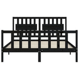 Bed Frame without Mattress Black 150x200 cm Solid Wood Pine - Rear View