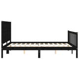 Bed Frame without Mattress Black 150x200 cm Solid Wood Pine - Close-Up Angle
