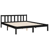 Bed Frame without Mattress Black 150x200 cm Solid Wood Pine - Extra Image