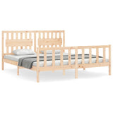 Bed Frame without Mattress 183x203 cm King Solid Wood Pine - Front View