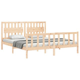 Bed Frame without Mattress 183x203 cm King Solid Wood Pine - Side View