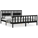 Bed Frame without Mattress Black 183x203 cm King Solid Wood Pine