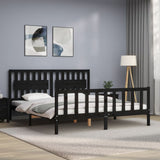 Bed Frame without Mattress Black 183x203 cm King Solid Wood Pine