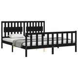 Bed Frame without Mattress Black 183x203 cm King Solid Wood Pine - Top-Down View