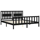 Bed Frame without Mattress Black 183x203 cm King Solid Wood Pine - 45-Degree Angle