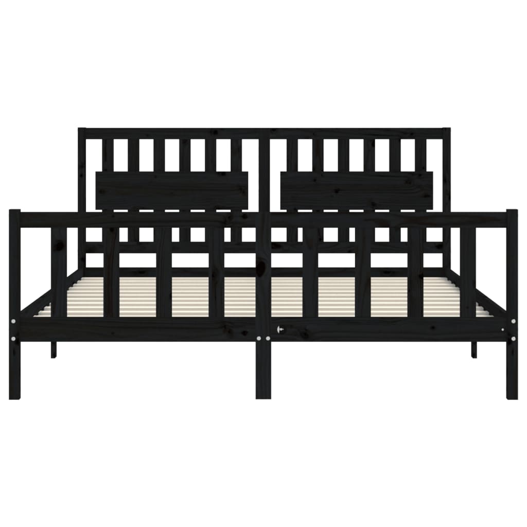 Bed Frame without Mattress Black 183x203 cm King Solid Wood Pine