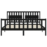 Bed Frame without Mattress Black 183x203 cm King Solid Wood Pine - Rear View