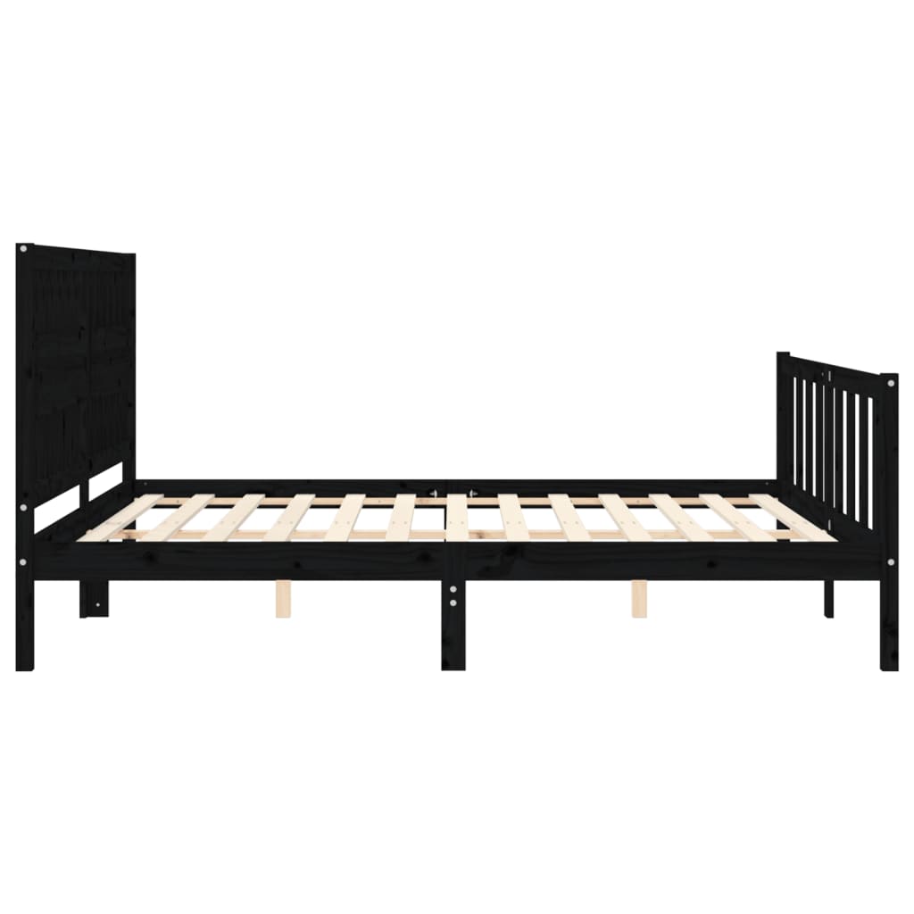 Bed Frame without Mattress Black 183x203 cm King Solid Wood Pine