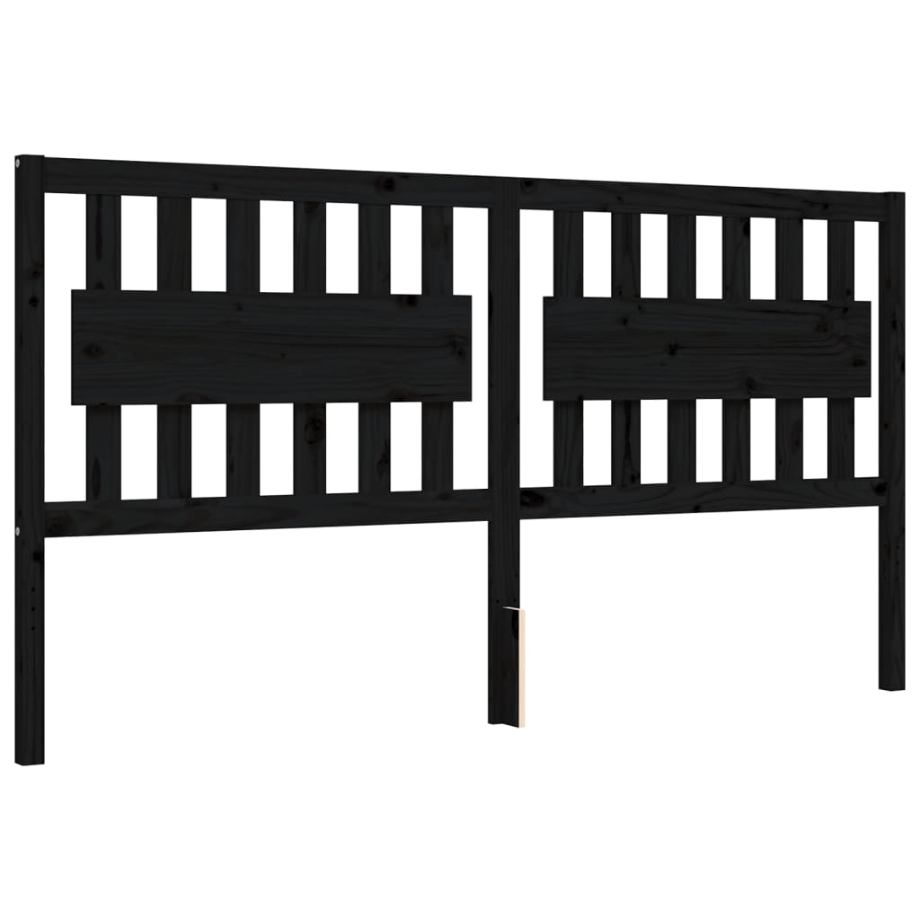 Bed Frame without Mattress Black 183x203 cm King Solid Wood Pine