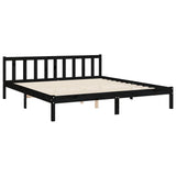 Bed Frame without Mattress Black 183x203 cm King Solid Wood Pine - Extra Image