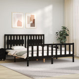 Bed Frame without Mattress Black 183x203 cm King Solid Wood Pine
