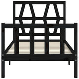 Bed Frame without Mattress Black 90x190 cm Solid Wood Pine - Rear View