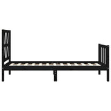 Bed Frame without Mattress Black 90x190 cm Solid Wood Pine - Close-Up Angle